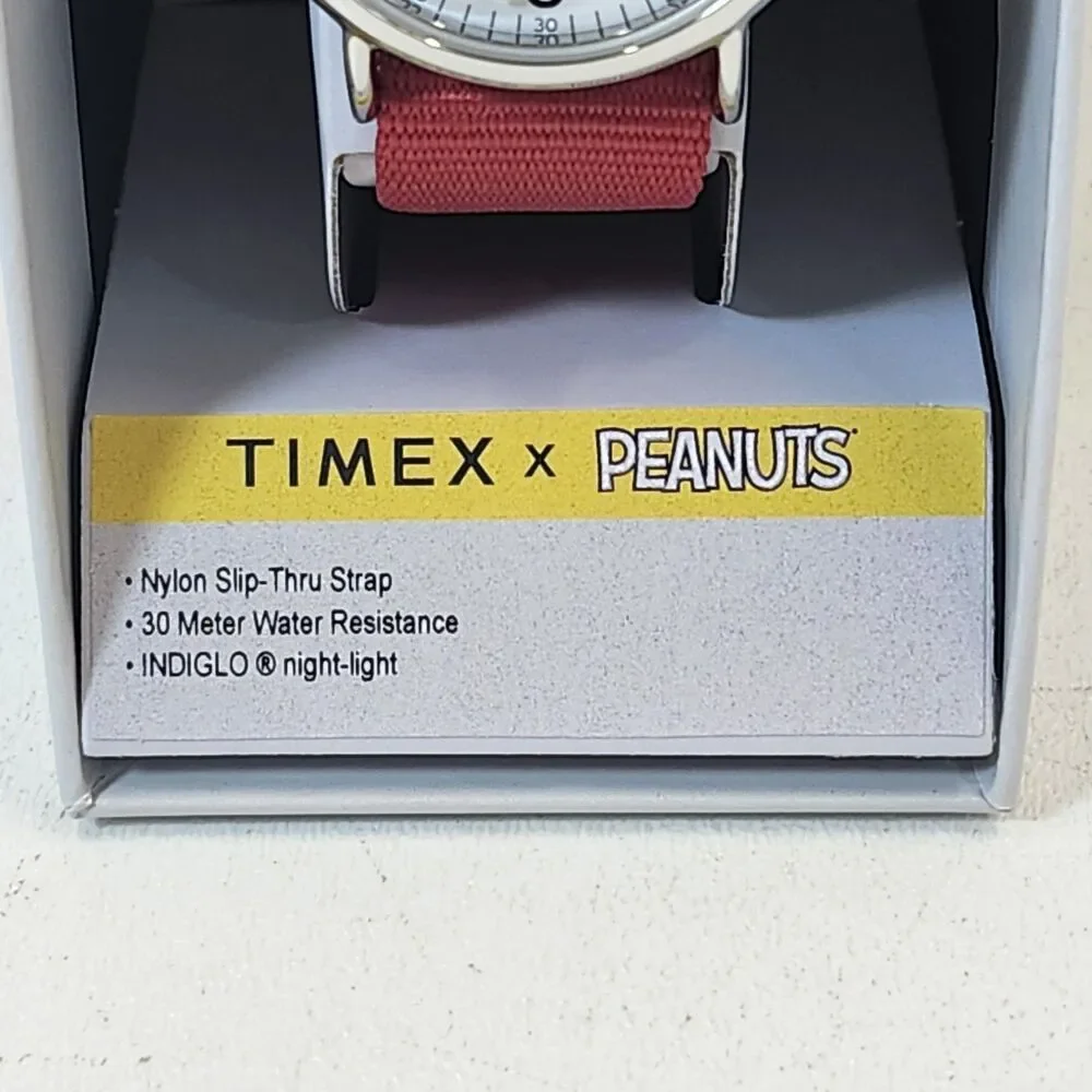 Timex X Peanuts Watch Snoopy Baseball Weekender 38mm Wrist Indiglo Fabric Strap